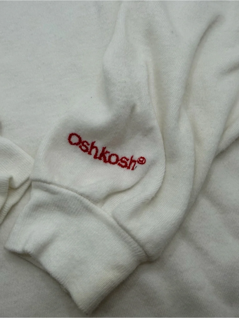 Vintage OshKosh B'gosh White Long-Sleeve Polo Shirt with Stripe Collar